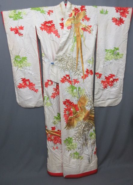 【政】29727 打掛 総刺繍 ホウオウ図 振袖 掛下 結婚拍卖