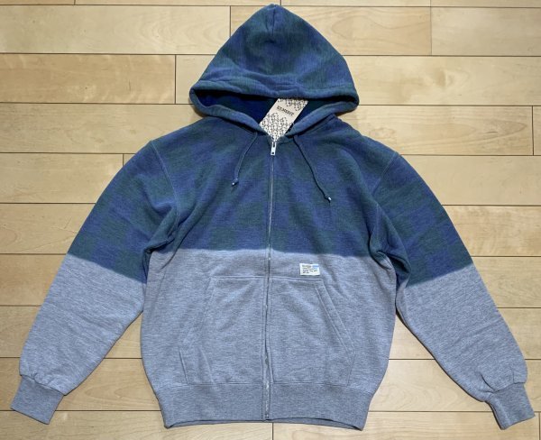 保管品 定価16,000円+税 ELNEST エルネスト PARALLERISM ZIP PARKA スウェット パーカー ① 市松染め拍卖