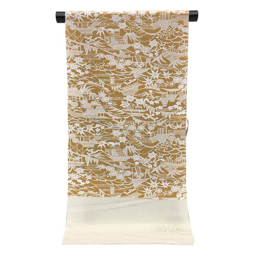 送料無料 京やN087 小紋 反物 着尺 正絹 小紋 反物 茶屋辻文様 ちりめん 縮緬 全通柄 未使用 リサイクル着物 新古品 未仕立て拍卖