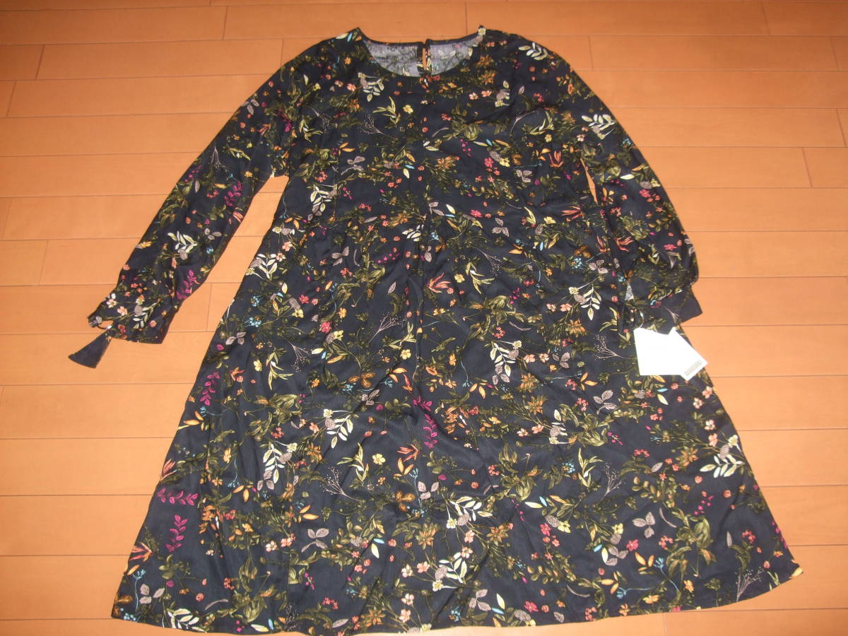 新品タグ付送料込即決☆ミセス向きチュニックワンピース☆花柄 ネイビーM拍卖