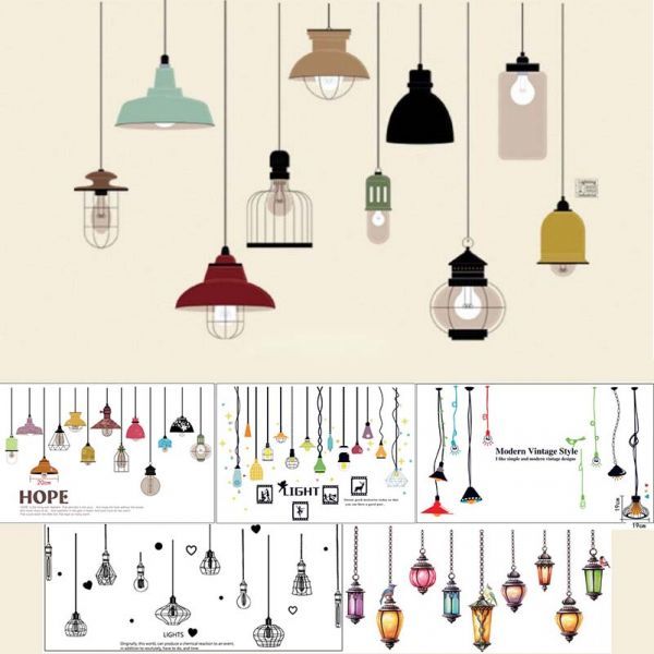 p1867 ランプ ステッカー 壁 シール ガラス 窓 ドア 扉 防水 PVC ビニール 壁紙 DIY リフォーム ウォール 装飾 店 カフェ 部屋 ライト 電気拍卖