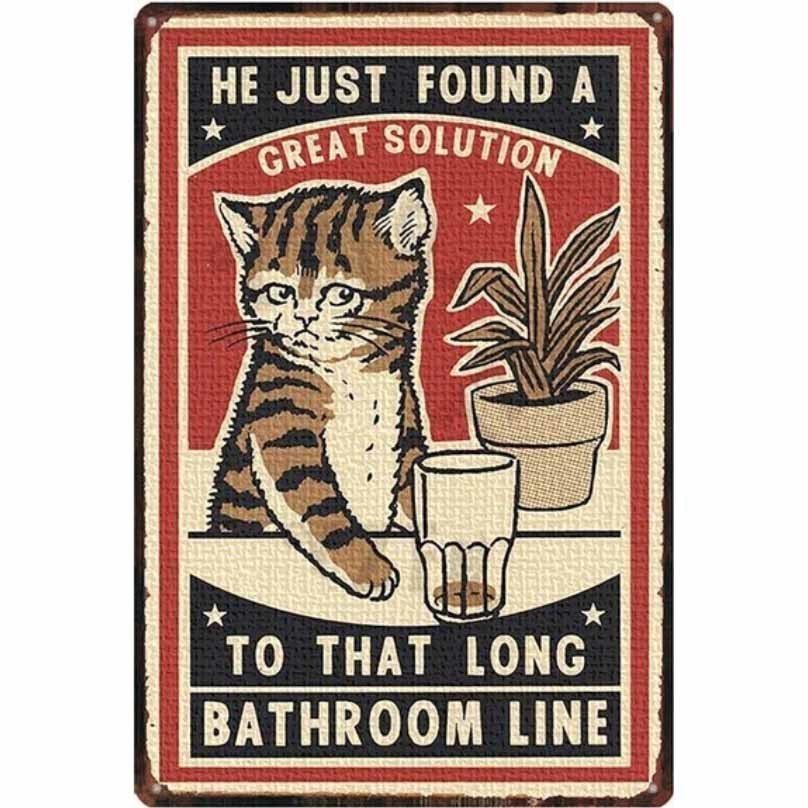 A3300 メタル サイン 金属 ブリキ 看板 プレート アート パネル 店 動物 ペット 茶トラ 猫 絵 ドリンク バー カフェ 7106拍卖