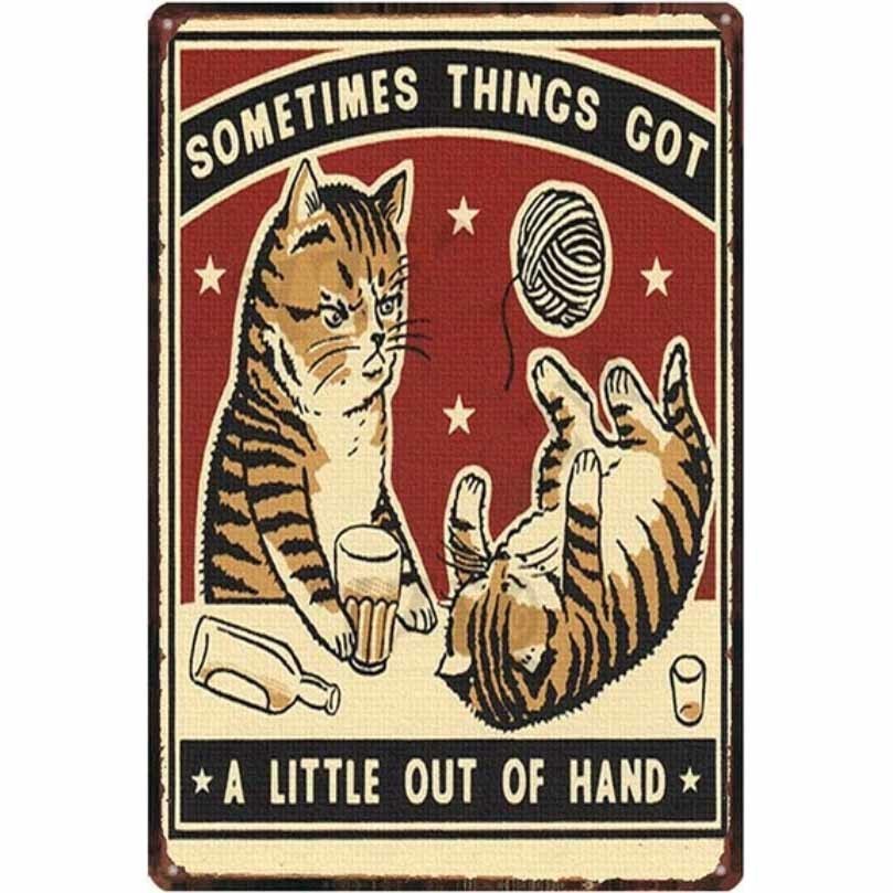 A3298 メタル サイン 金属 製 ブリキ 看板 プレート アート パネル 店 動物 ペット 茶トラ 猫 絵 ビール 酒 バー【7102】拍卖