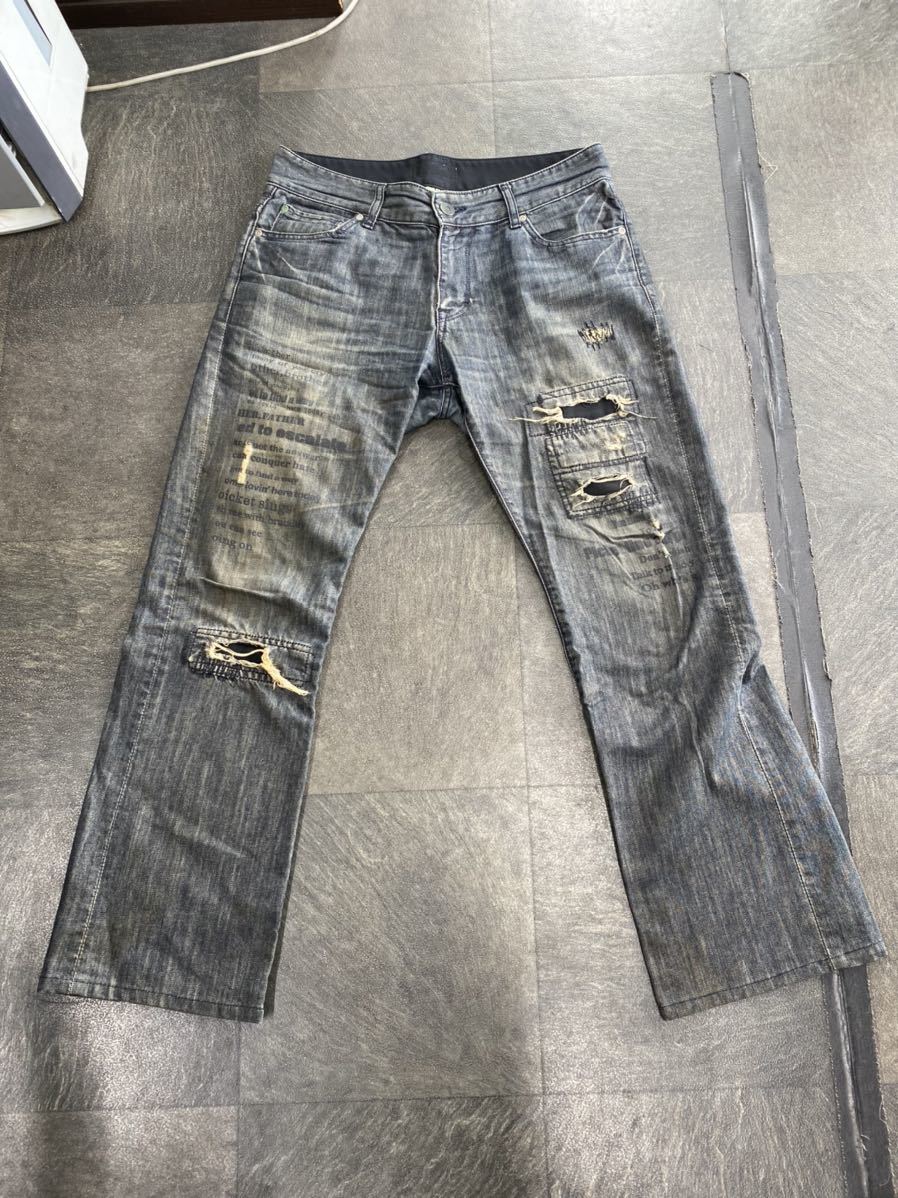 グランジデニム カスタムブラックデニムジーンズ サイズXL グランジジーンズ 拍卖