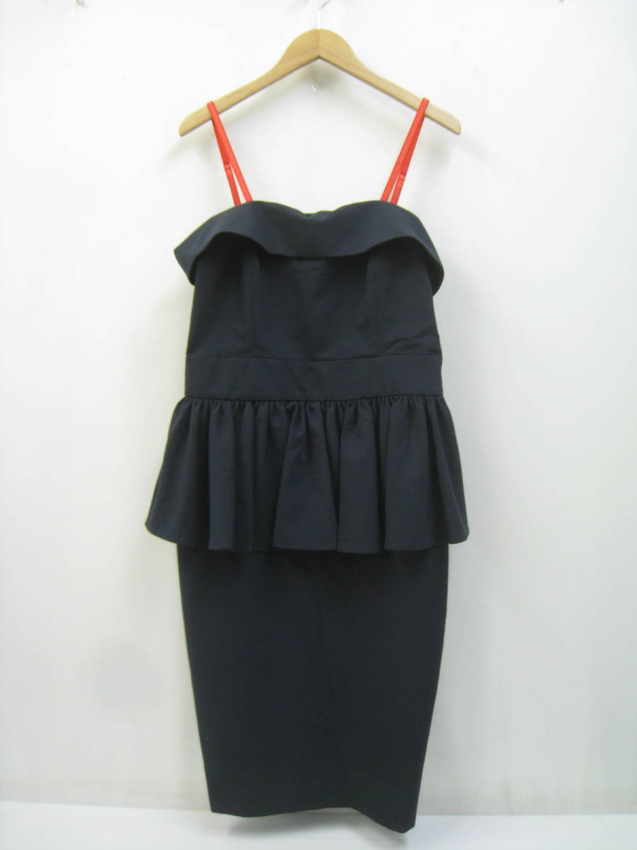 イタリア製 IMPERIAL インペリアル キャミソール ラッフル ワンピース ドレス ネイビー×レッド 紺×赤 サイズL拍卖