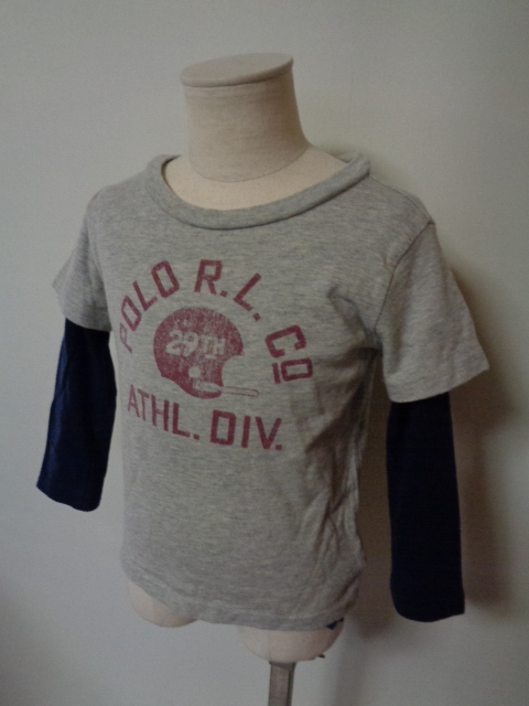 POLO RALPH LAUREN レイヤー Tシャツ 重ね着風 ロンT カレッジ キッズ 24M拍卖