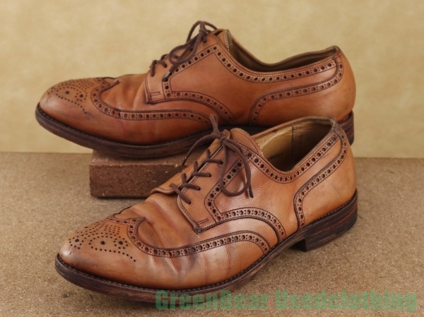 N298◆イギリス製【CROCKET&JONES】ビンテージ ビジネスシューズ ウィングチップ 茶 ブラウン メンズ 9.5E 27.5cm拍卖