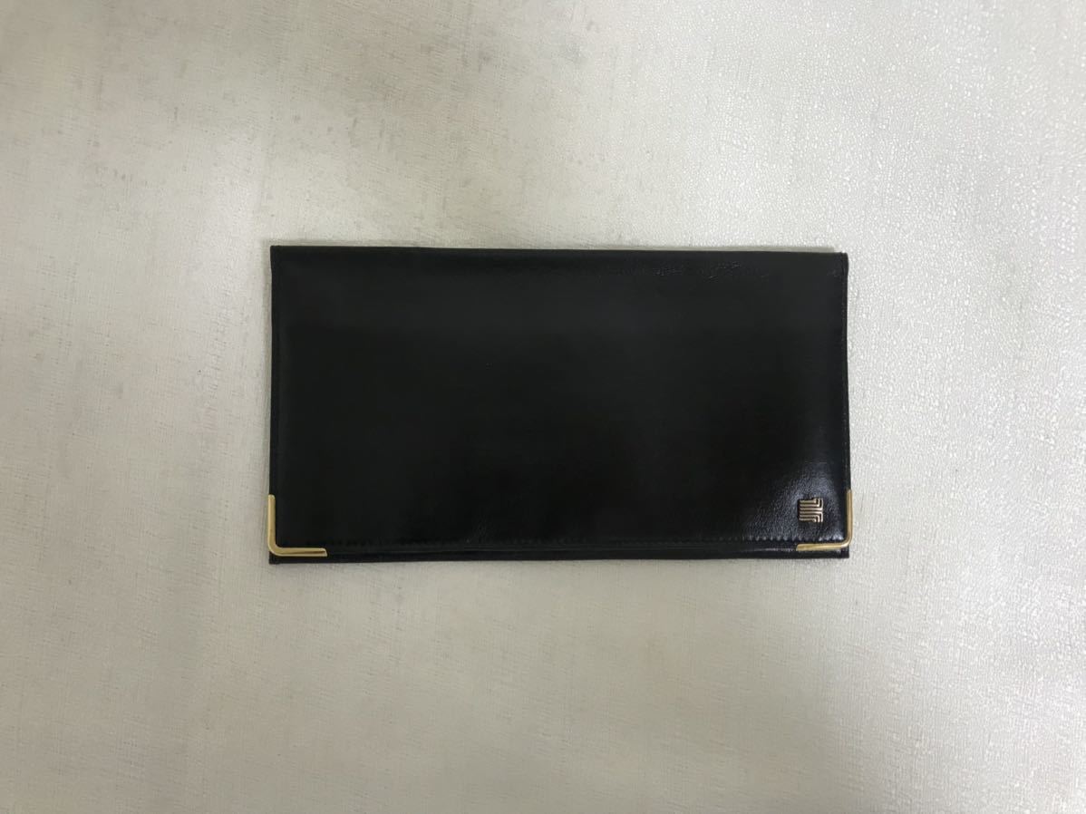 美品本物ランバンLANVIN本革レザー札入れサイフ長財布黒ブラックビジネストラベルレディースメンズイタリア製拍卖