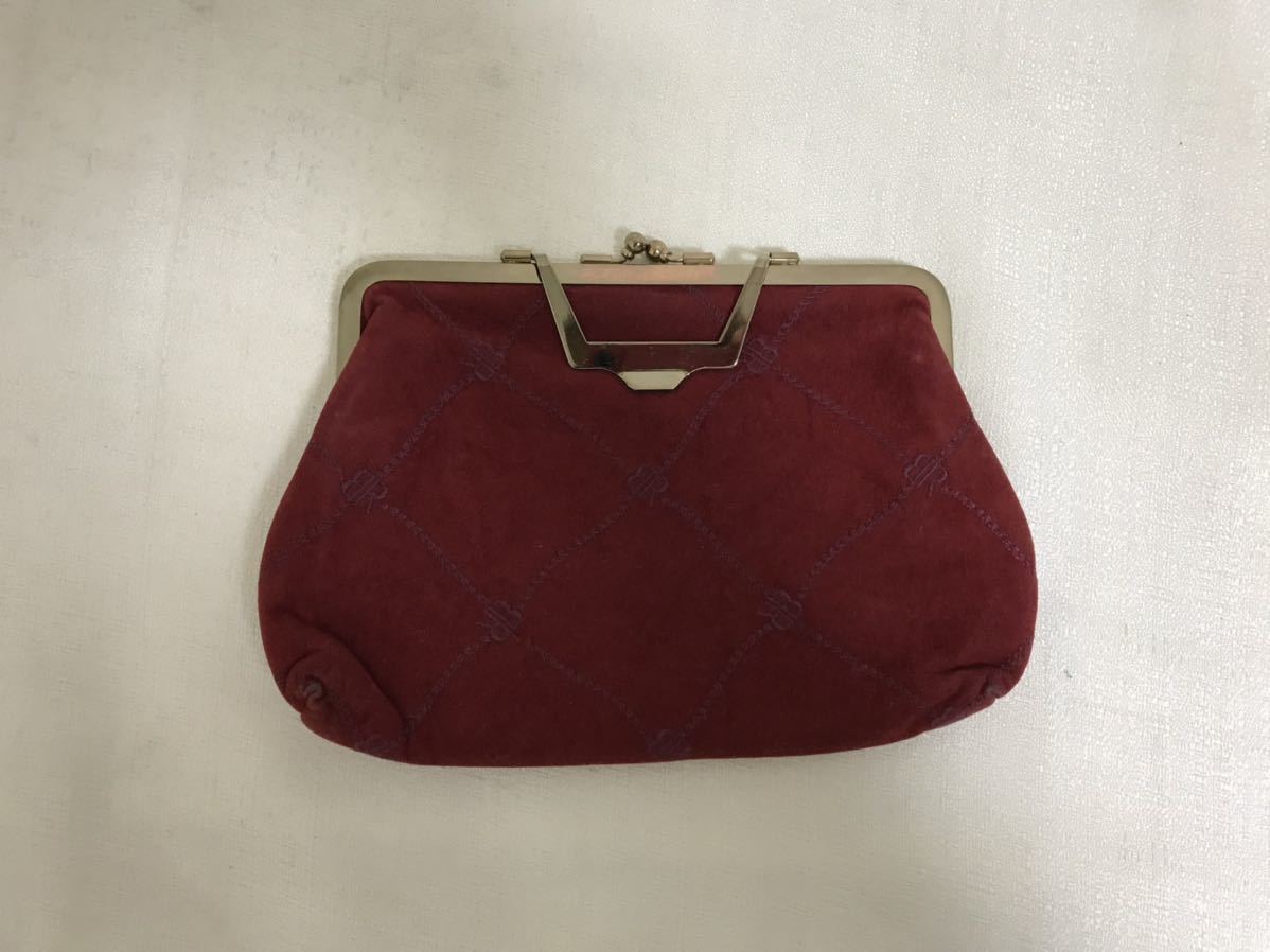 本物RBベロアがま口ポーチミニハンドバッグビジネスパーティークラッチバックトラベルレディース赤レッド拍卖