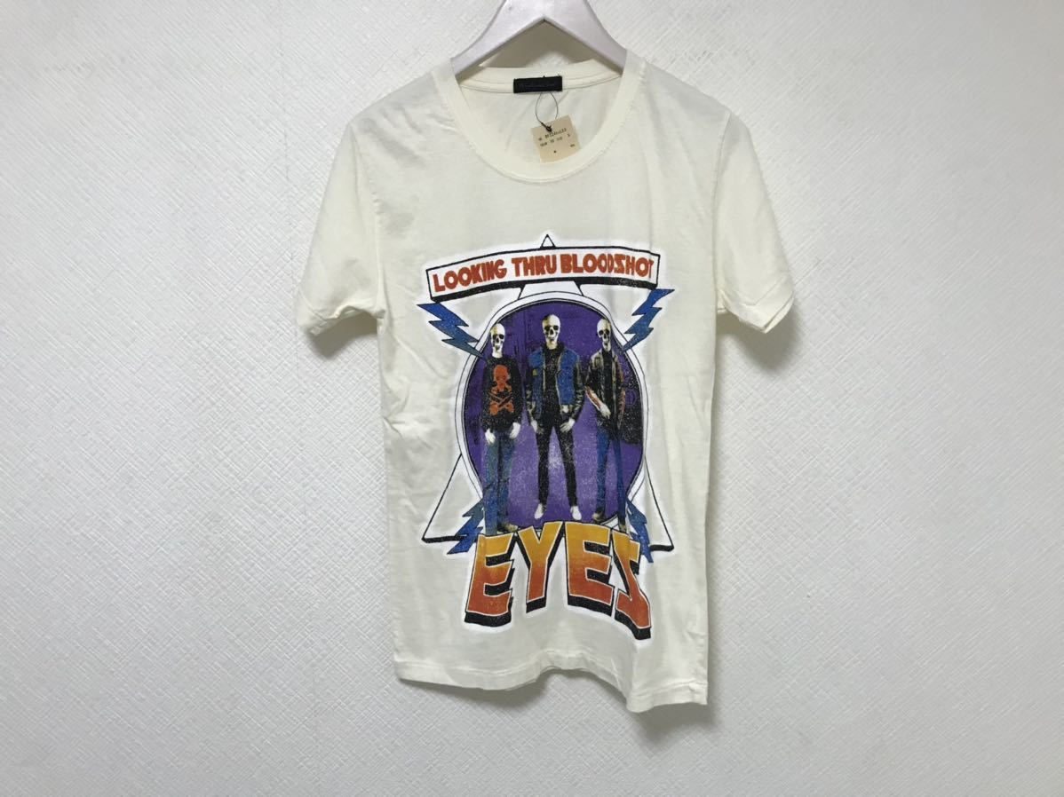 新品未使用本物ワールドワイドラブWORLDWIDELOVEコットンロックプリント半袖Tシャツ旅行トラベルメンズレディースオフホワイトS日本製拍卖