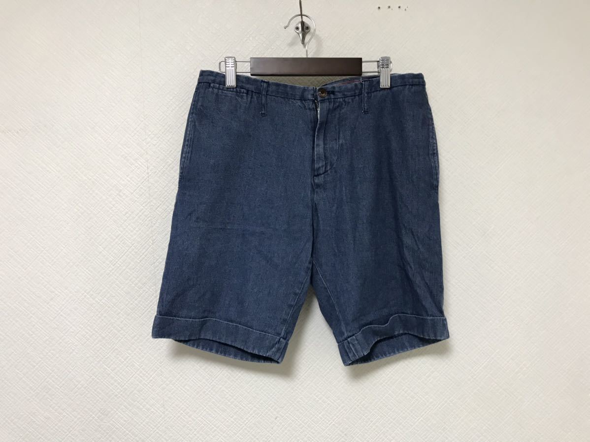 本物ユナイテッドアローズUNITEDARROWSコットンデニムショートパンツハーフパンツ旅行トラベルメンズ青ブルーM拍卖