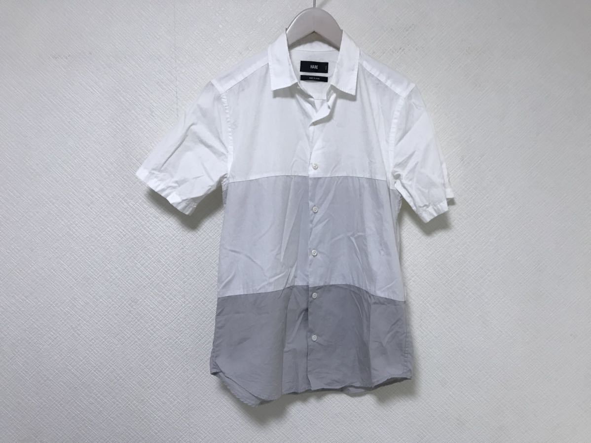 美品本物ハレHAREコットン半袖シャツ旅行トラベルメンズS白ホワイト日本製拍卖