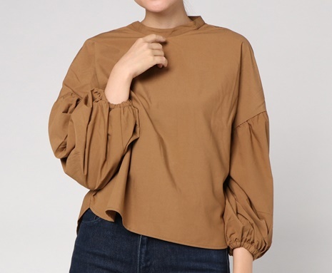 新品 アースミュージックアンドエコロジー ボリュームスリーブブラウス ブラウン拍卖
