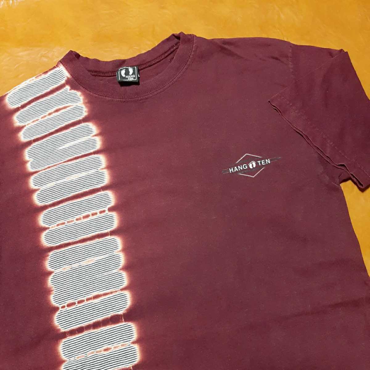HANG TEN ハンテン タイダイ Tシャツ エンジ Mサイズ USA製 ロゴ入り拍卖