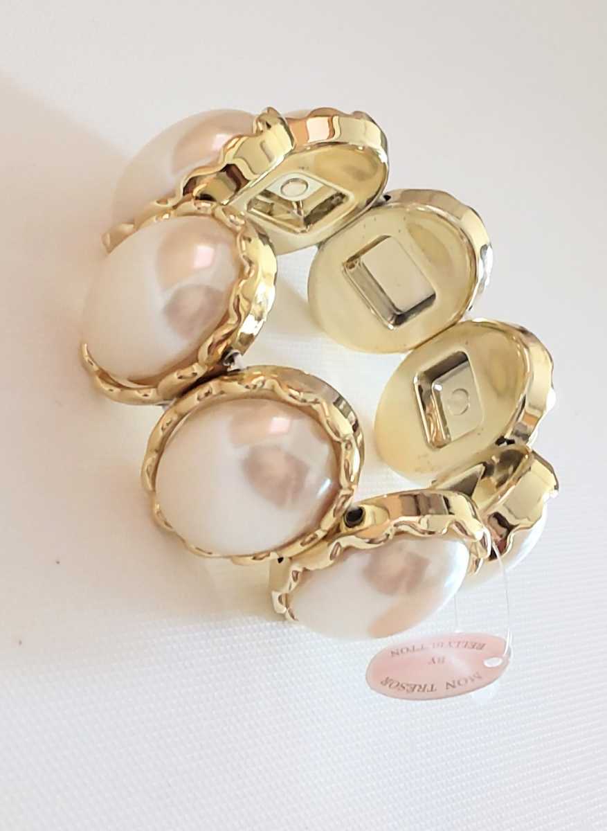 新品未使用 Mon Tresor ゴールドカラー パールビーズ ブレスレット拍卖