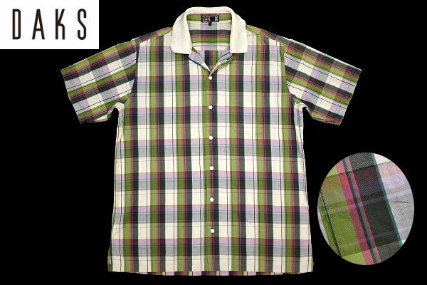 Y-2515★送料無料★超美品★DAKS ENGLAND ダックス イングランド DAKS GOLF ダックス ゴルフ★マルチカラー チェック 半袖 シャツ M拍卖