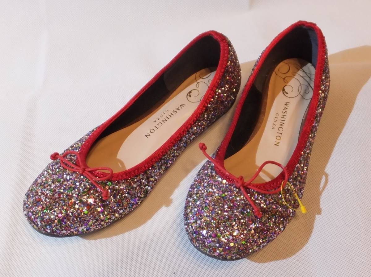 WASHINGTON GINZA パンプス ラメ模様 23 EE ★Mw1297拍卖