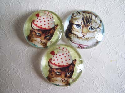 グラスカボション ヴィクトリアン猫セット拍卖