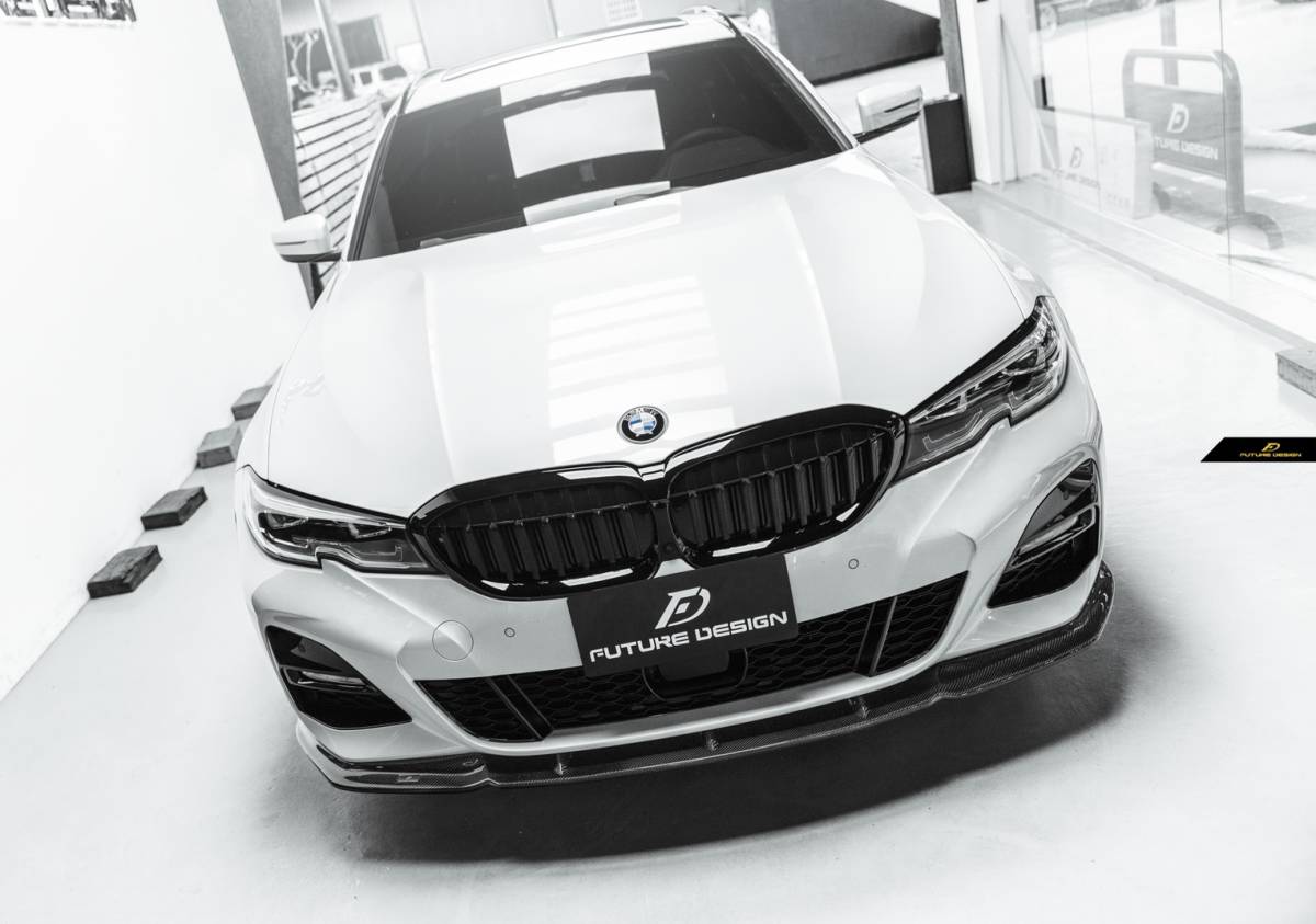 【FUTURE DESIGN 正規品】BMW 3シリーズ G20 G21 Mスポーツ フロント用 リップスポイラー 本物DryCarbon ドライカーボン カスタム エアロ拍卖