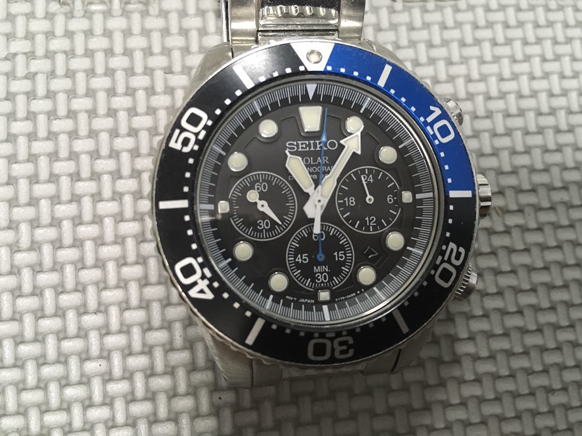 逆輸入品 セイコー ソーラー SEIKO SOLAR ダイバー200m クロノグラフ CHRONOGRAPH 腕時計 ウォッチ SE SSCO17P ブラック シルバー ブルー拍卖