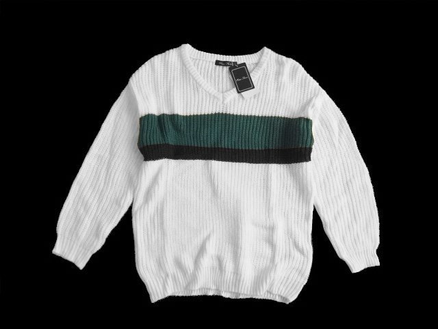 新品 Rose Farm Vネック ニット セーター 白 インディゴ M 秋 冬 レディース ゆったり 拍卖