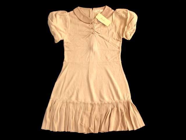 新品 定価7980円 ダズリン DazzliN ニット ワンピース ミニ マークスタイラー パフスリーブ ベージュ 拍卖