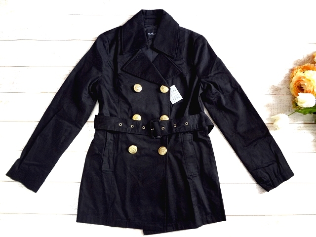 新品 o.d.a 黒 トレンチコート L ブラック 11号 拍卖