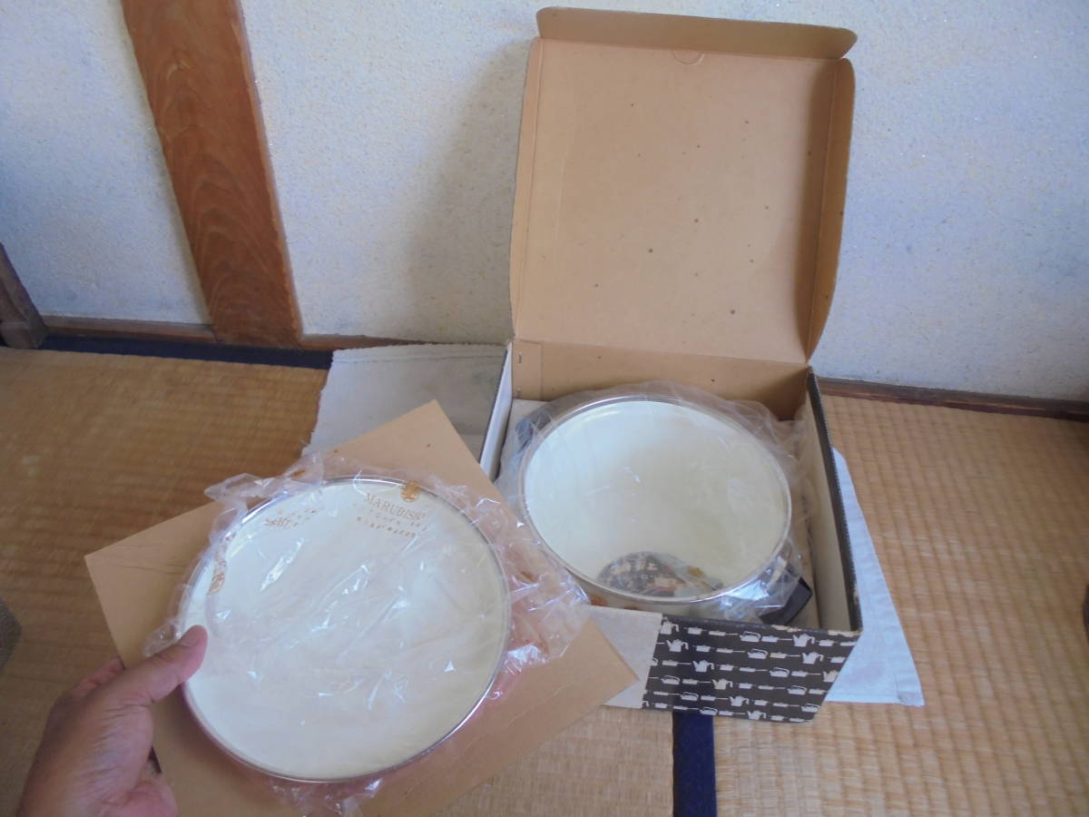 ホーロー両手鍋/マルビシ カラー ホーローウェア-MARUBISHI COLOR HORO WARE/絵柄:ブドー/ソースポット 深型18cm/箱付未使用品-長期保管品拍卖