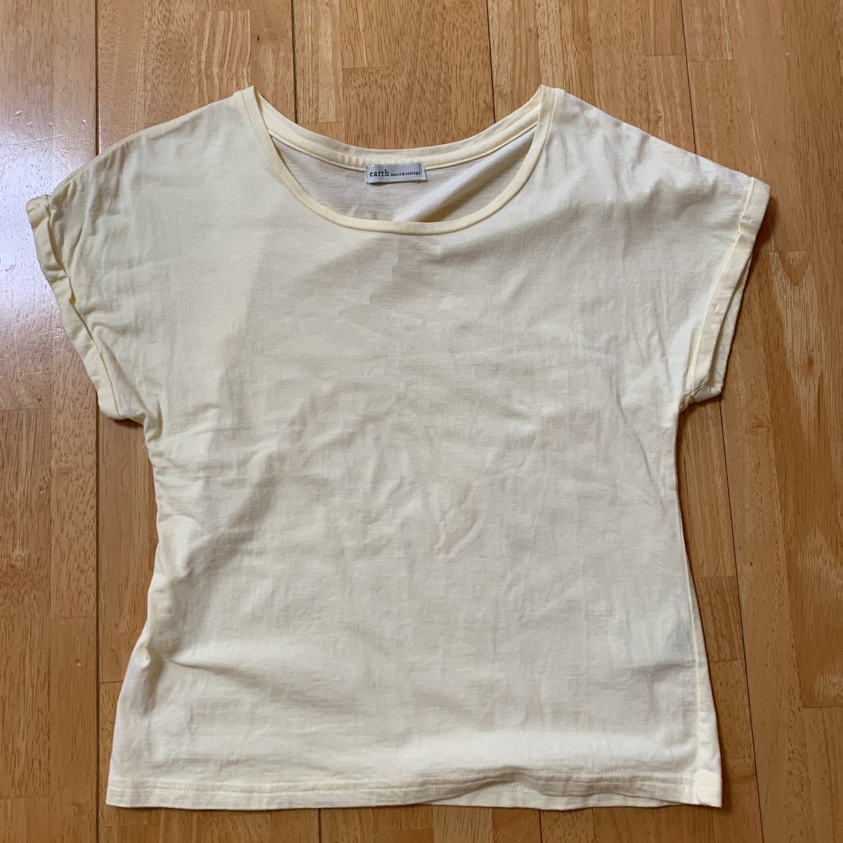 earth music & ecology アースミュージック&エコロジー Tシャツ レディース 半袖 イエロー 綿 60% レーヨン 40% サイズ F 中古 送料無料拍卖