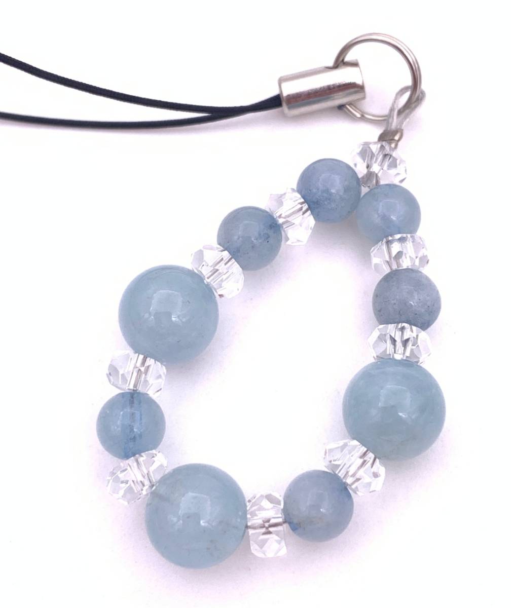 天然石アクアマリンAAのストラップ-21拍卖