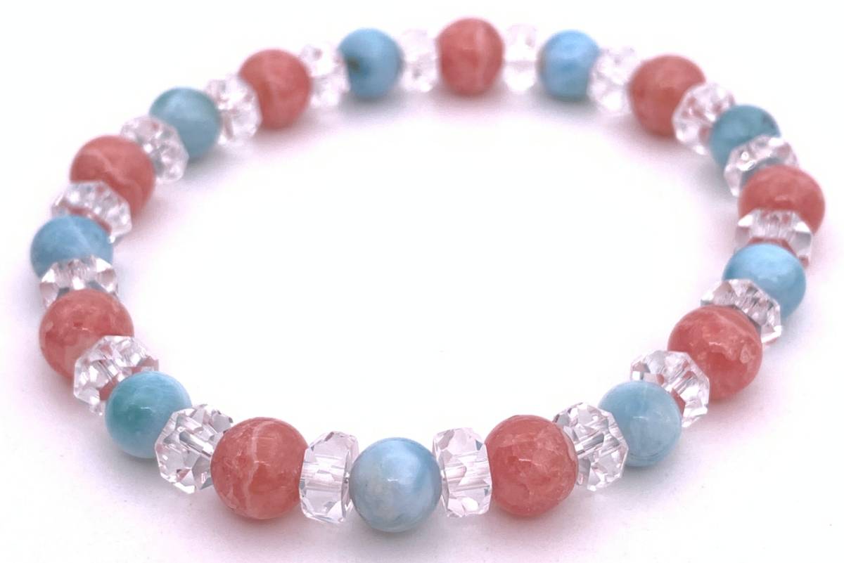 天然石インカローズ&ラリマーのブレスレット拍卖