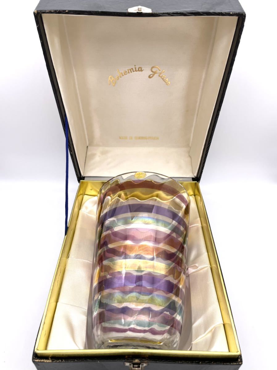 ボヘミアグラス BOHEMIA マルチボーダー 花瓶拍卖