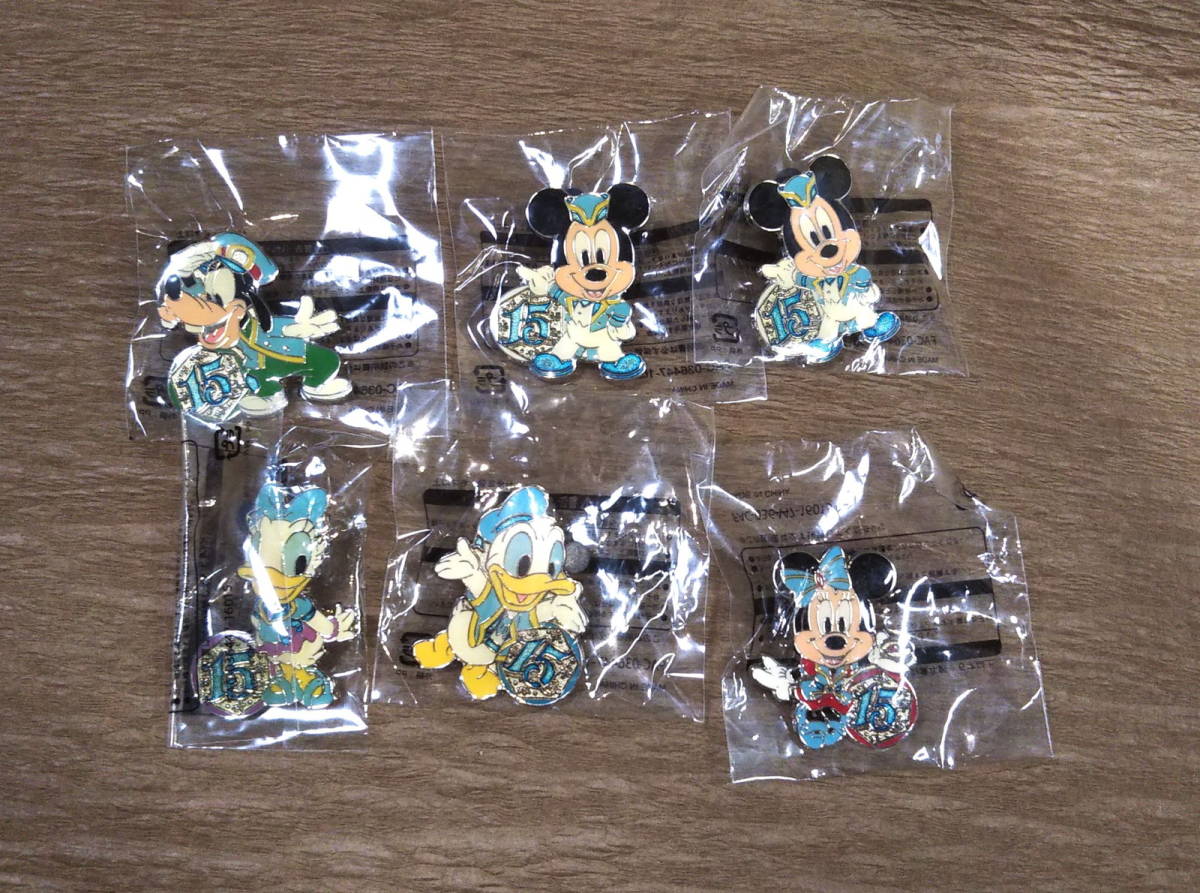 東京ディズニーシー15周年 「ミッキーマウス・ミニーマウス ピンズ ダブリあり6個セット」ピンバッジ拍卖