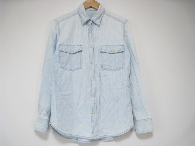 AZUL by moussy アズールバイマウジー トップス デニム シャツ 長袖 水色 ライトブルー Sサイズ拍卖