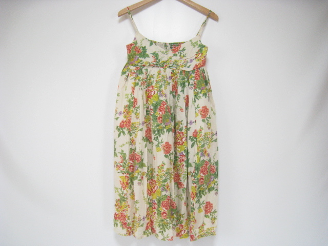 Ray BEAMS レイ ビームス トップス キャミソール 袖なし ひざ丈 裏地あり ベージュ カラフル 花柄 総柄拍卖