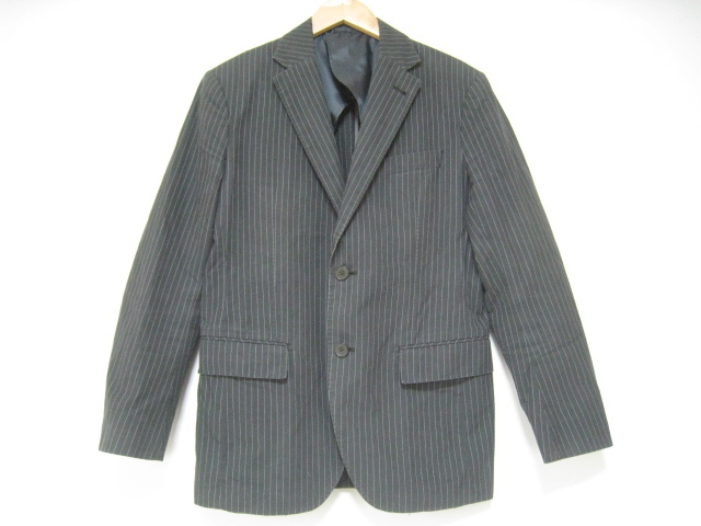 Deux CONCEPT LABO ドゥコンセプトラボ オンワード樫山 上着 羽織り ジャケット 黒 ブラック ストライプ Sサイズ拍卖