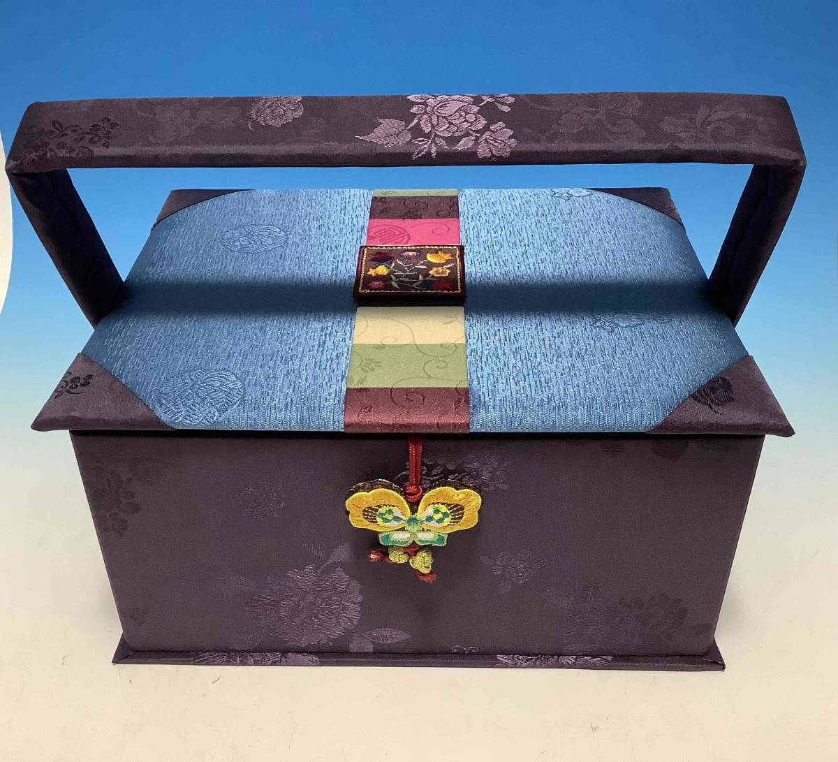 韓国雑貨お洒落なヤンダン生地 裁縫箱ブルー拍卖