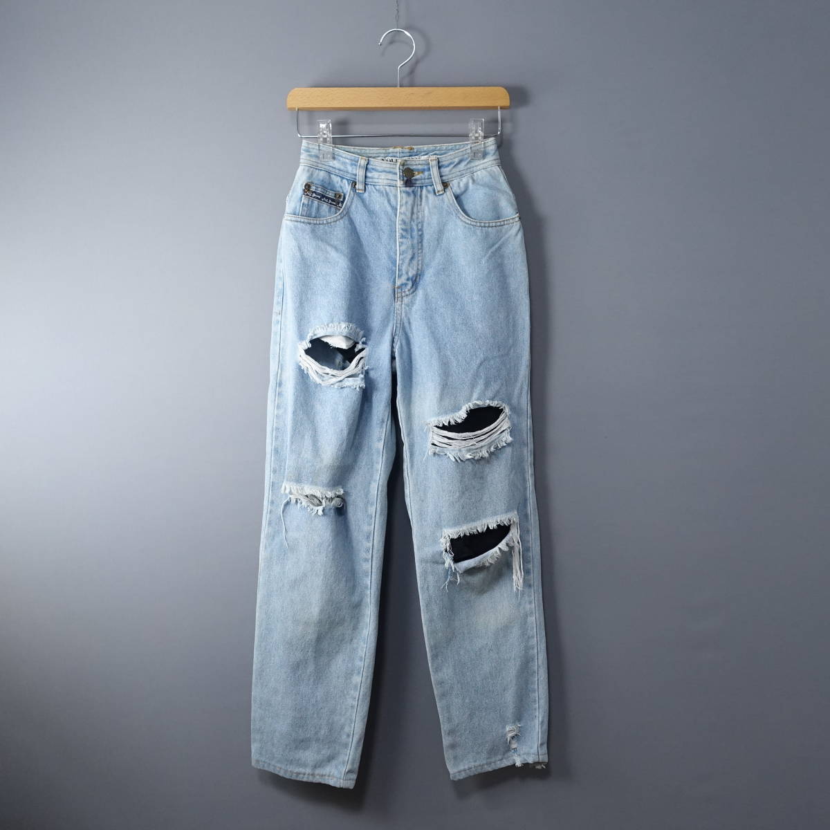 Absolutely NO! JEANS/3/4/ダメージ加工ジーンズパンツ/ライトブルー青拍卖