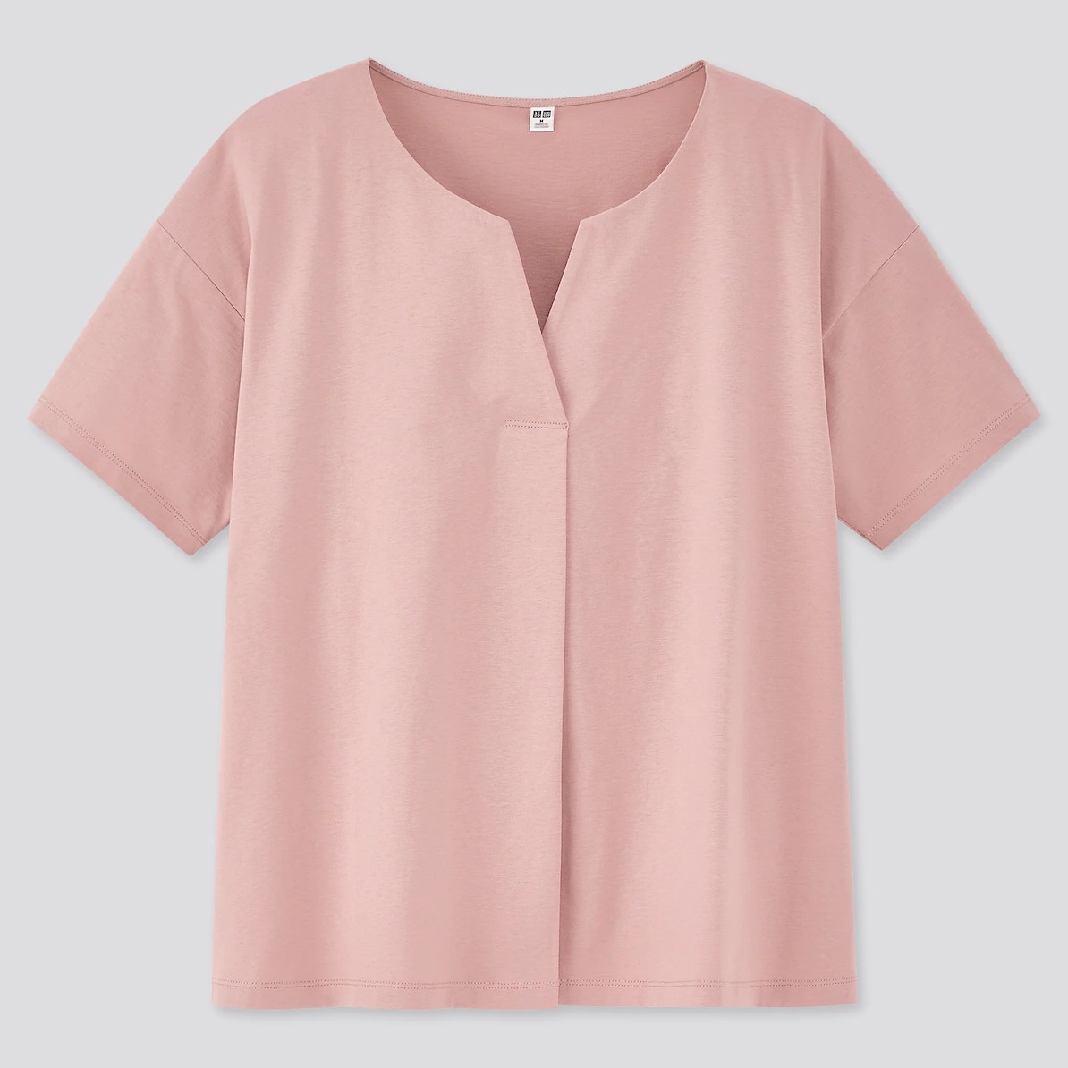 新品タグ付き ユニクロ UNIQLO 半袖 マーセライズコットンキーネックT 着心地は柔らかく、風合いは光沢感があって美しい 綿100% M ピンク拍卖