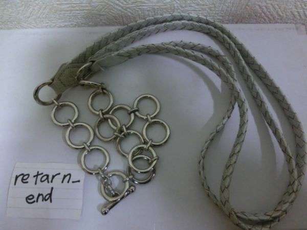 K.T KIYOKO TAKASE ベルト チェーン レザー ホワイト キヨコタカセ拍卖