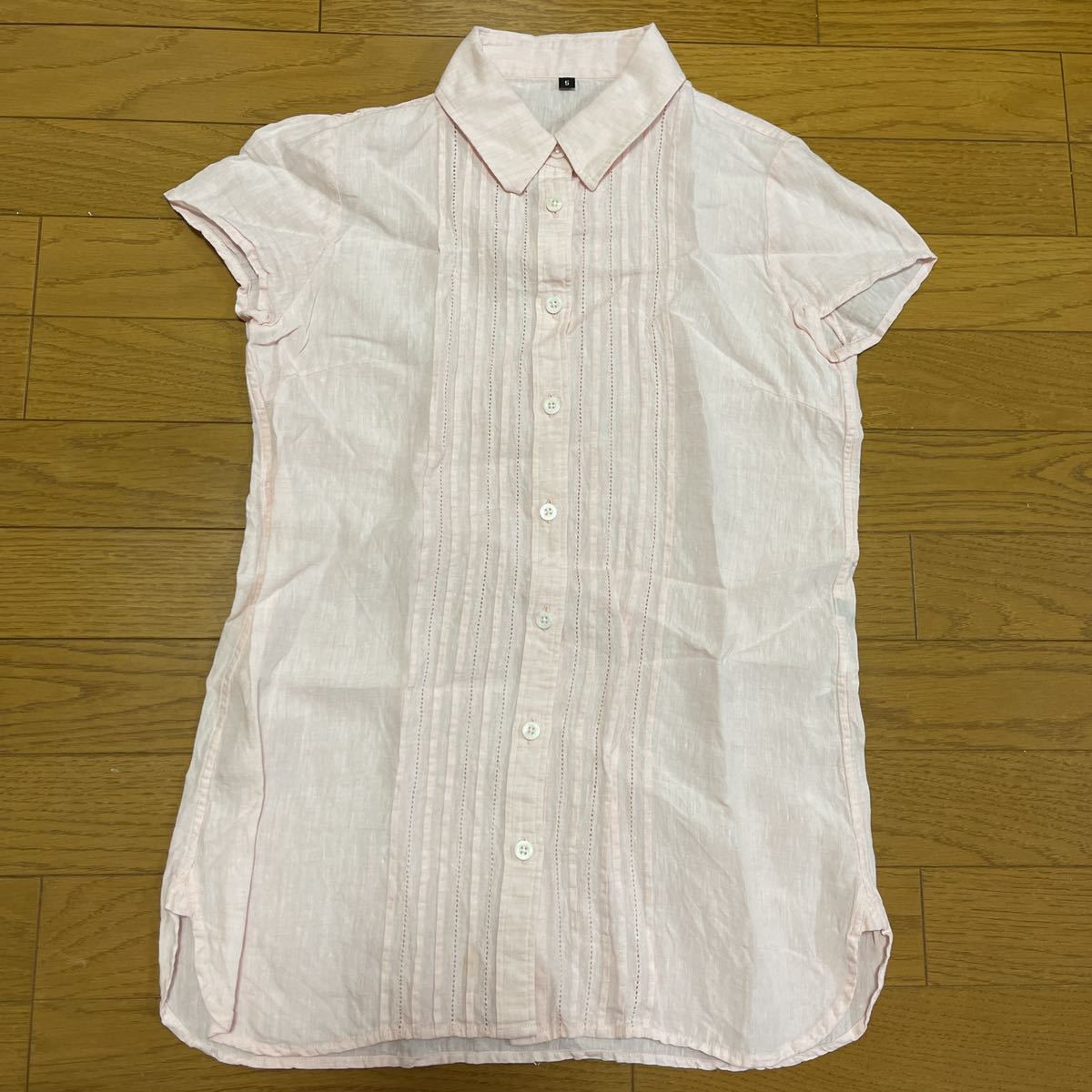 送料無料■Do CLASSE ドゥ クラッセ ライトピンク リネン フレンチスリーブ シャツ ブラウス サイズ5拍卖
