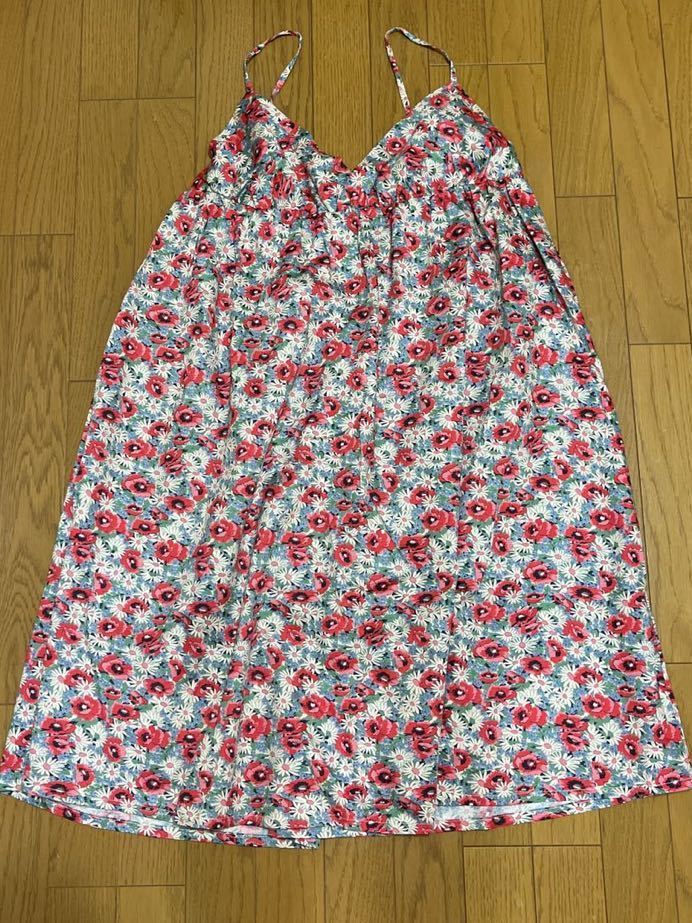 送料無料■NANATONE コットン 花柄 総柄 キャミワンピ サイズM ワンピース拍卖