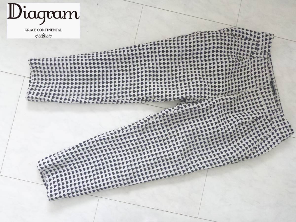 2.7万 美品 Diagram ダイアグラム ★グレースコンチネンタル 黒×グレー 7分丈パンツ 34 S相当拍卖