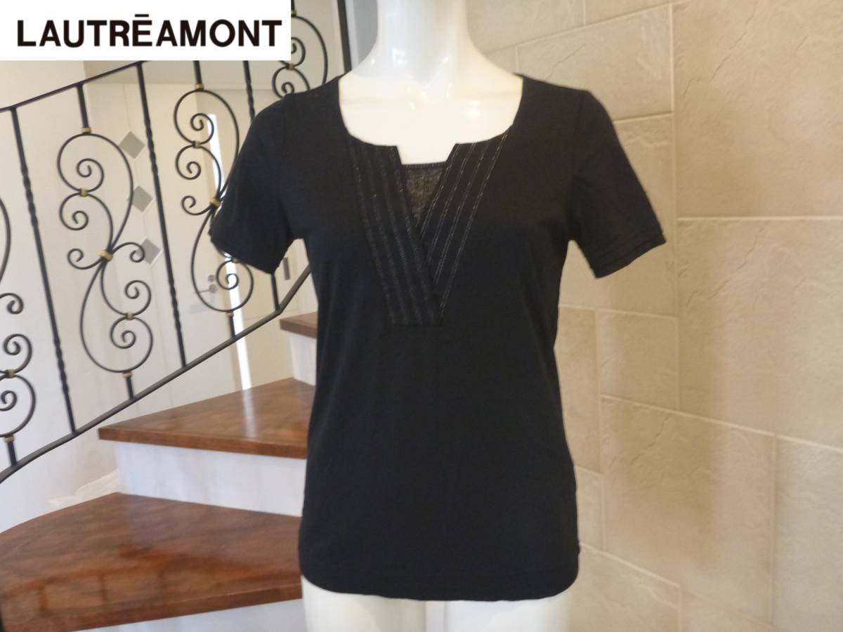 1万 美品 LAUTREAMONT ロートレアモン ★黒 ブラック 半袖 カットソー 38 M相当拍卖
