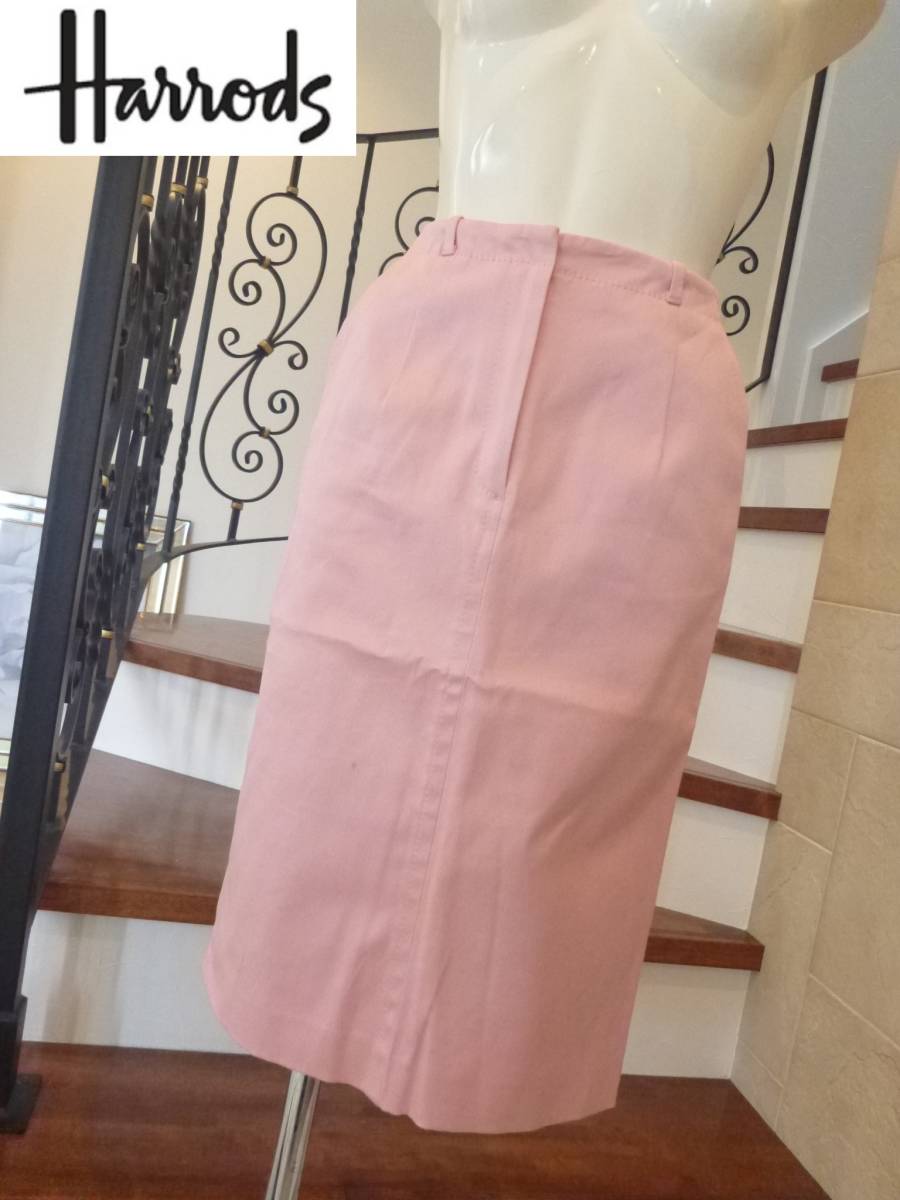ハロッズ Harrods ★ピンク しっかり生地 タイトスカート 1 S相当 日本製拍卖