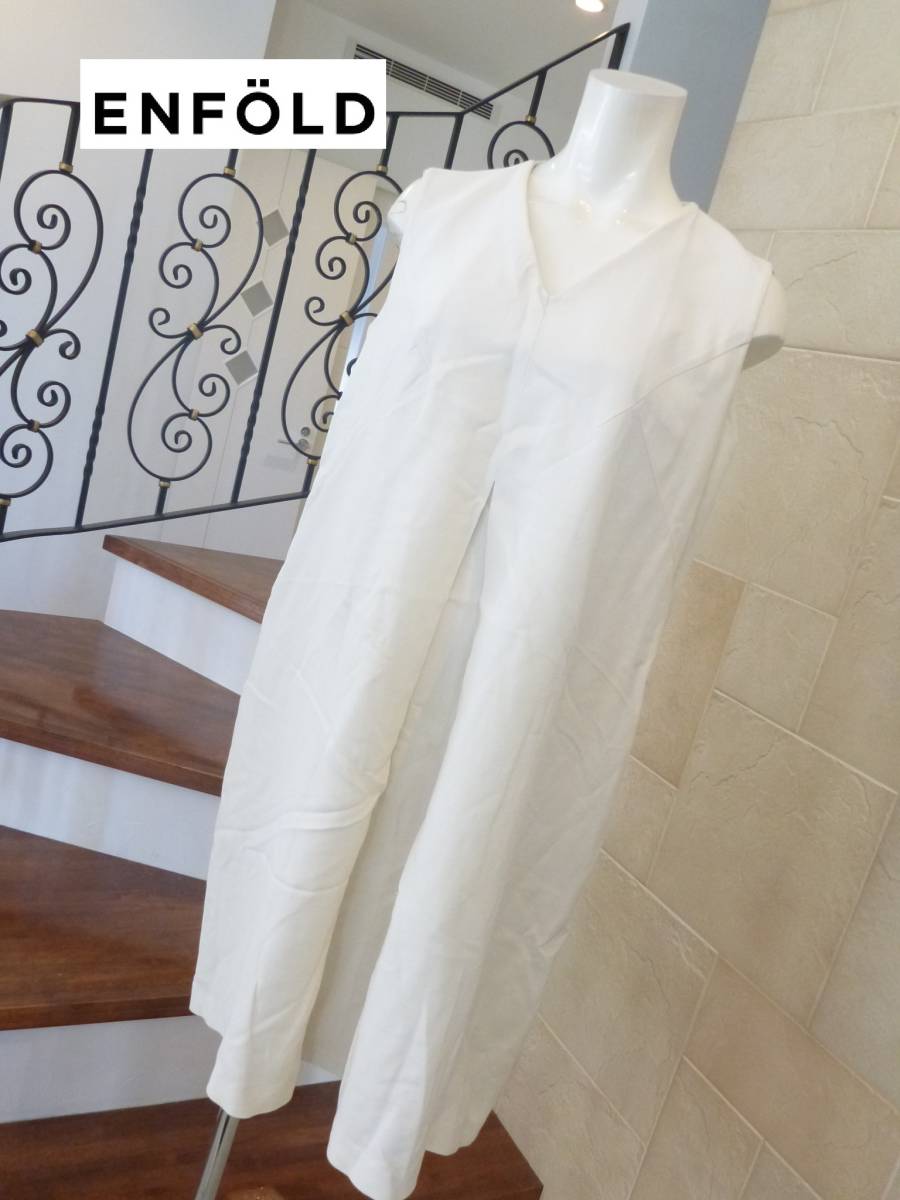 4.5万 ENFOLD エンフォルド アイボリー デザイン ワンピース 38 M~L相当拍卖