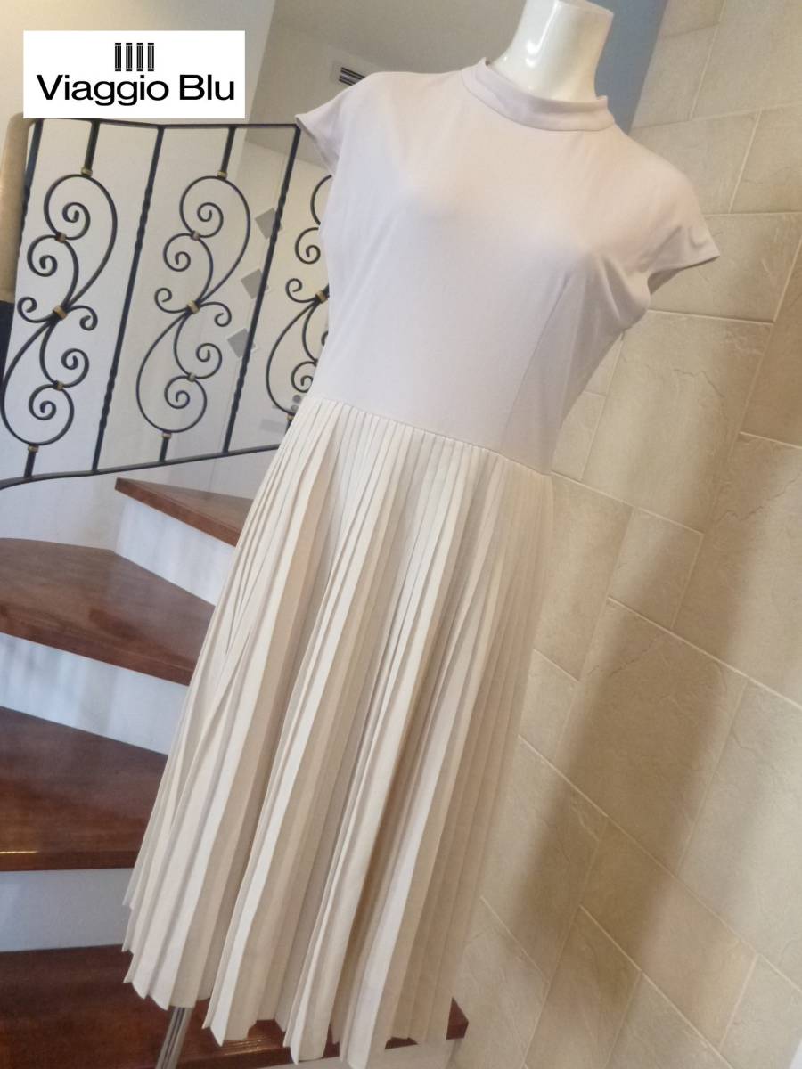 4万 新品 Viaggio Blu ビアッジョブルー ★ベージュ プリーツワンピース 1 M相当拍卖