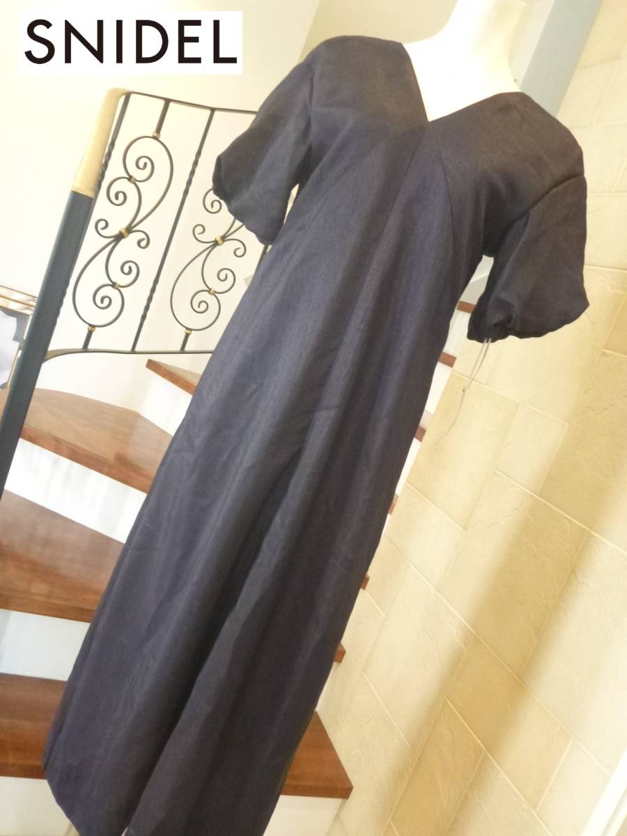 1.5万 新品 SNIDEL スナイデル ★紺ネイビー ロングワンピース 0 S相当拍卖