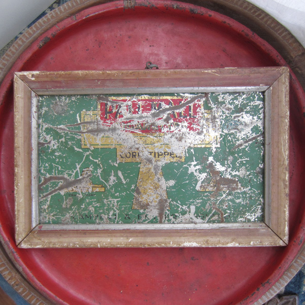 インド 古いブリキの看板 額装 シガレット アンティーク Cigarettes Tin Adv Sign Boar拍卖