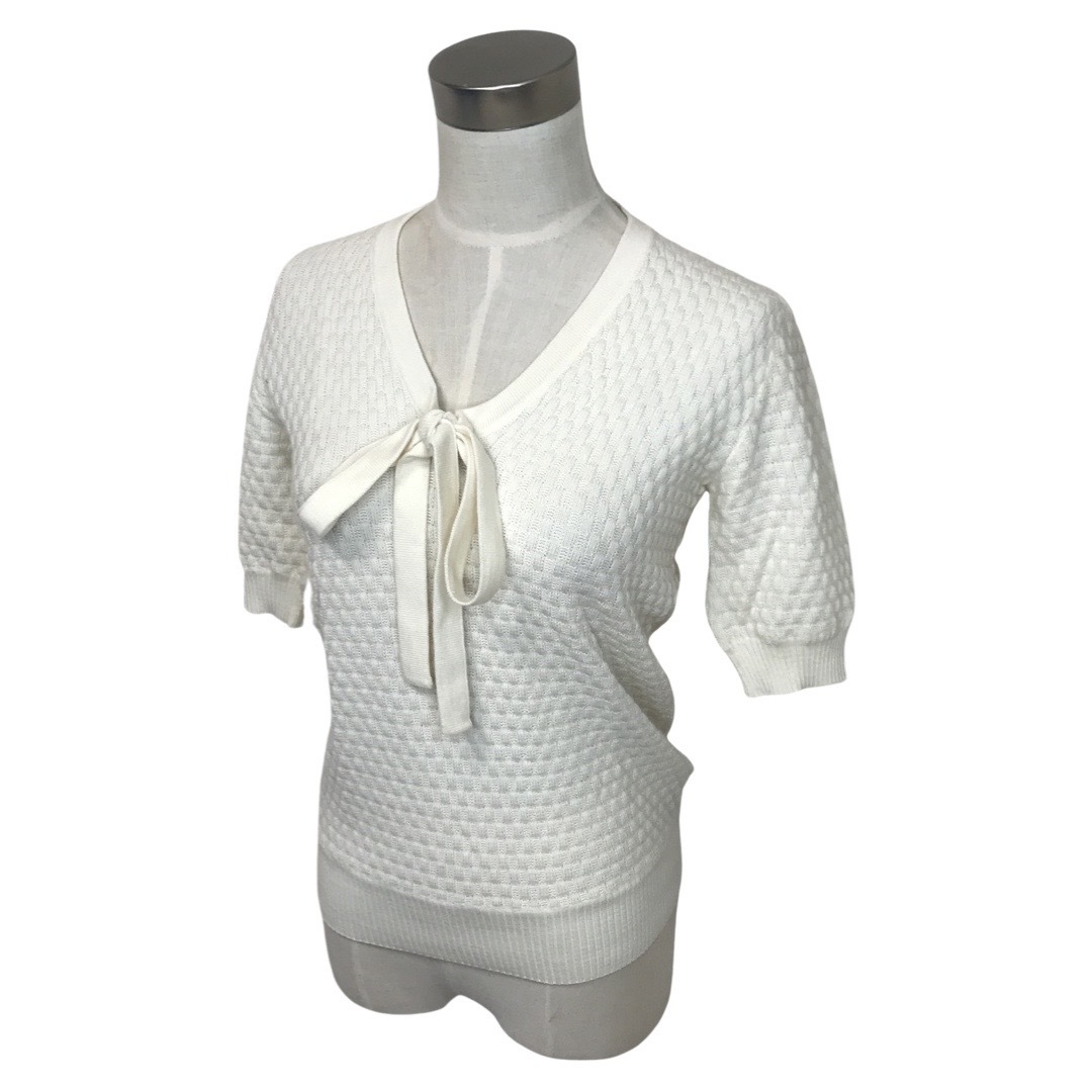 ★バレンチノ VALENTINO★レディース 半袖 リボン ニット セーター トップス ホワイト 管:B:09拍卖